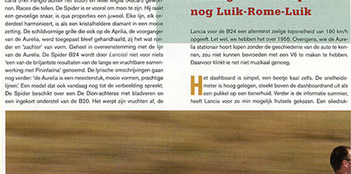 Onlangs reed de Aurelia B24 Spider nog Luik - Rome - Luik
